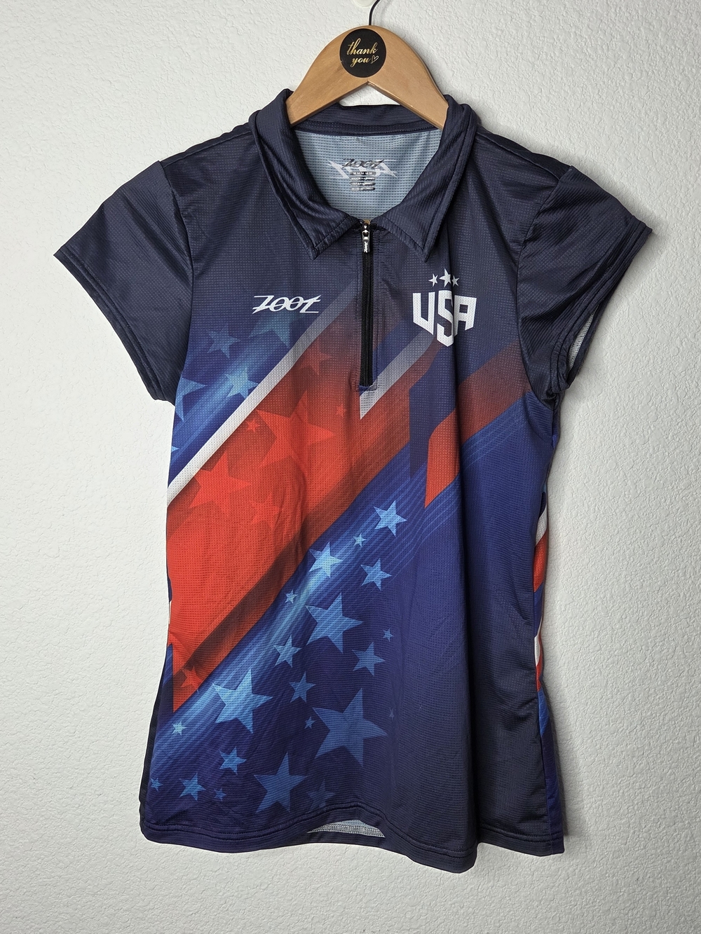 Zoot USA Women's Navy & Red Athletic Triathalin Top, Size Med